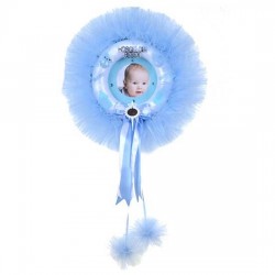 Çerçeveli Yuvarlak Bebek Kapı Süsü Mavi