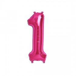 16inç 1 Rakamı Folyo Balon Pembe 40cm