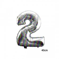 16inç 2 Rakamı Folyo Balon Gümüş 40cm