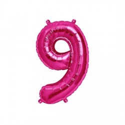 16inç 9 Rakamı Folyo Balon Pembe 40cm