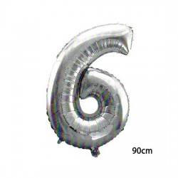 40inç 6 Rakamı Folyo Balon Gümüş 90cm