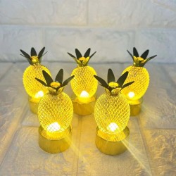 5'li Ledli T-Light Mum Ananas Modeli Gold