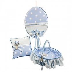 Baby Shower Ayıcıklı Yıldız Desenli Bebek Oda Seti 3 Parça Mavi